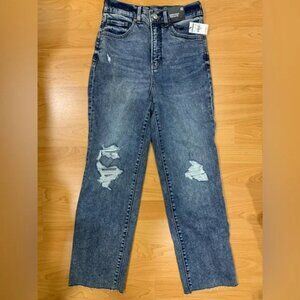 straight leg high rise jeans